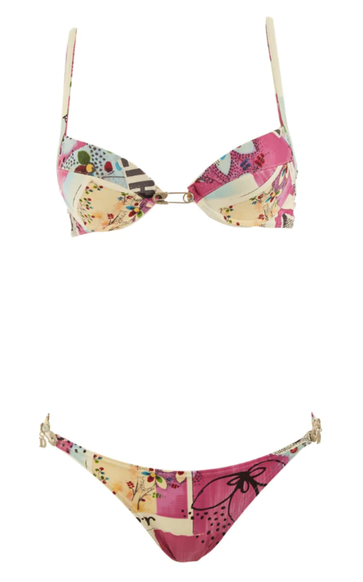 Dior Pink Rhinestone Safety Pin Bikini Set WHATS ON THE STAR