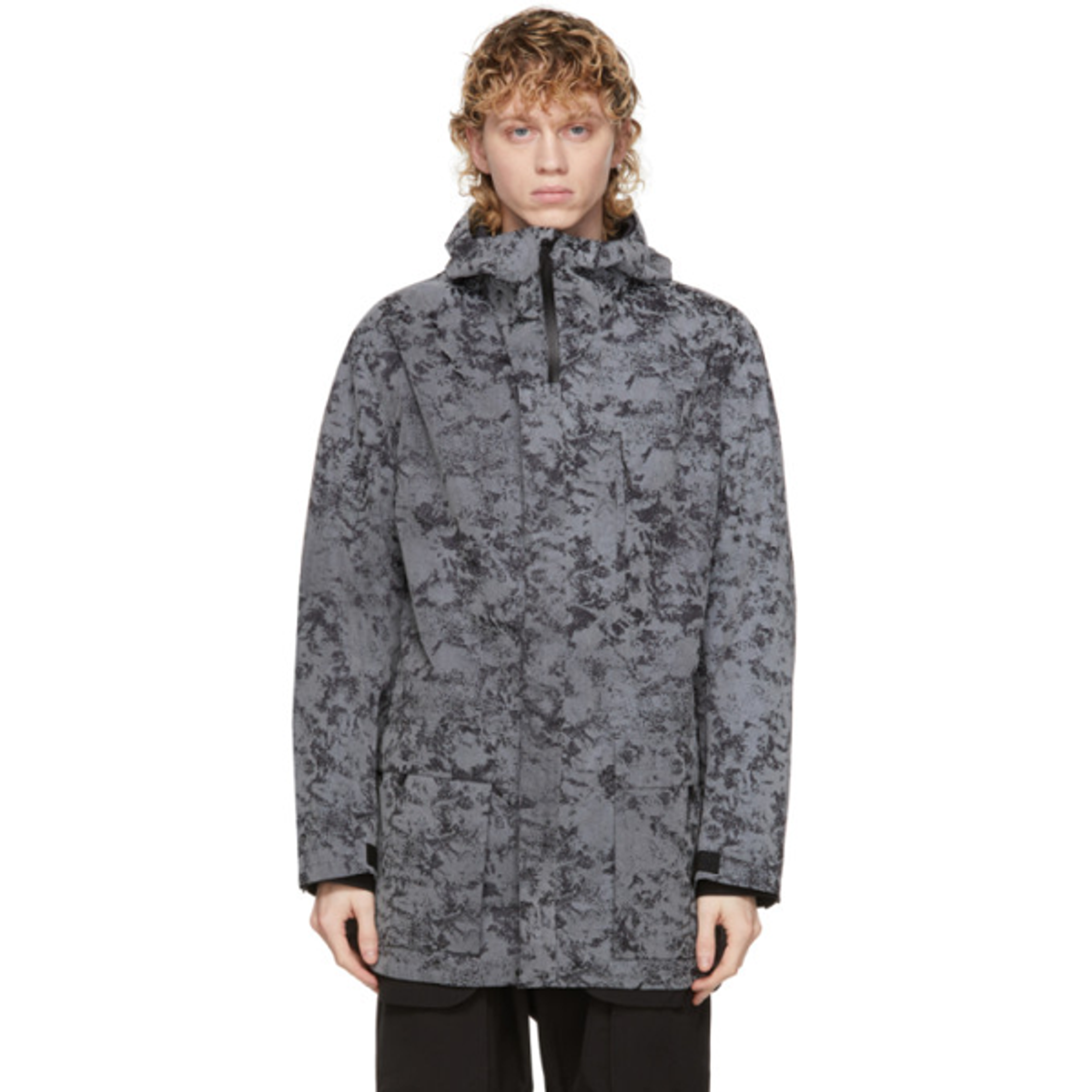 Y-3 Y-3 Black And Silver Reflective Classic Dorico Parka In Reflect Aop