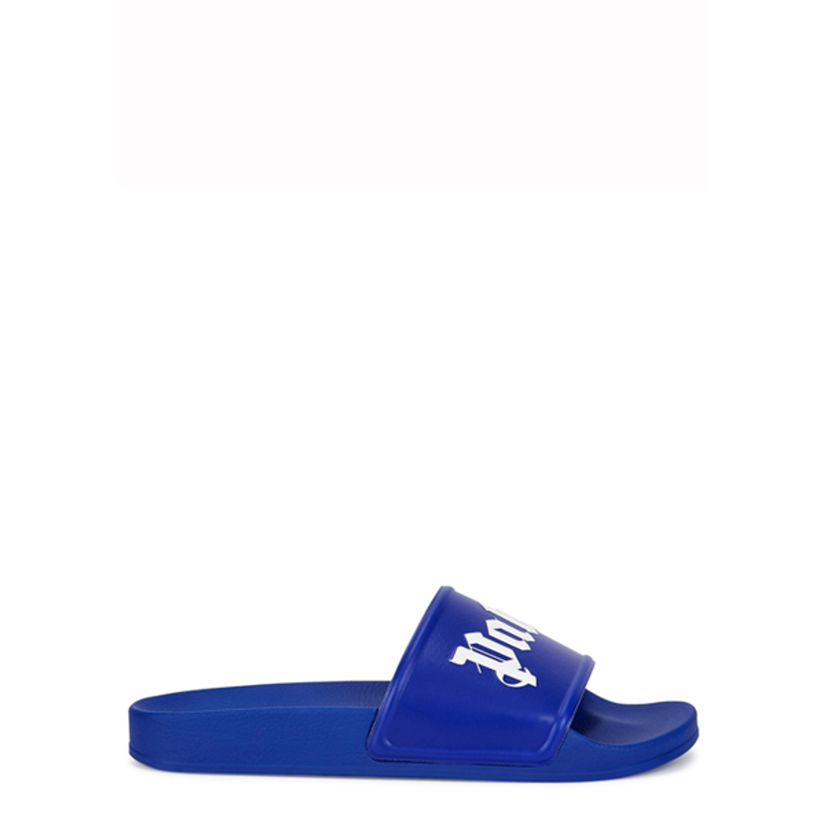Palm Angels Blue Logo Rubber Sliders In Blue White
