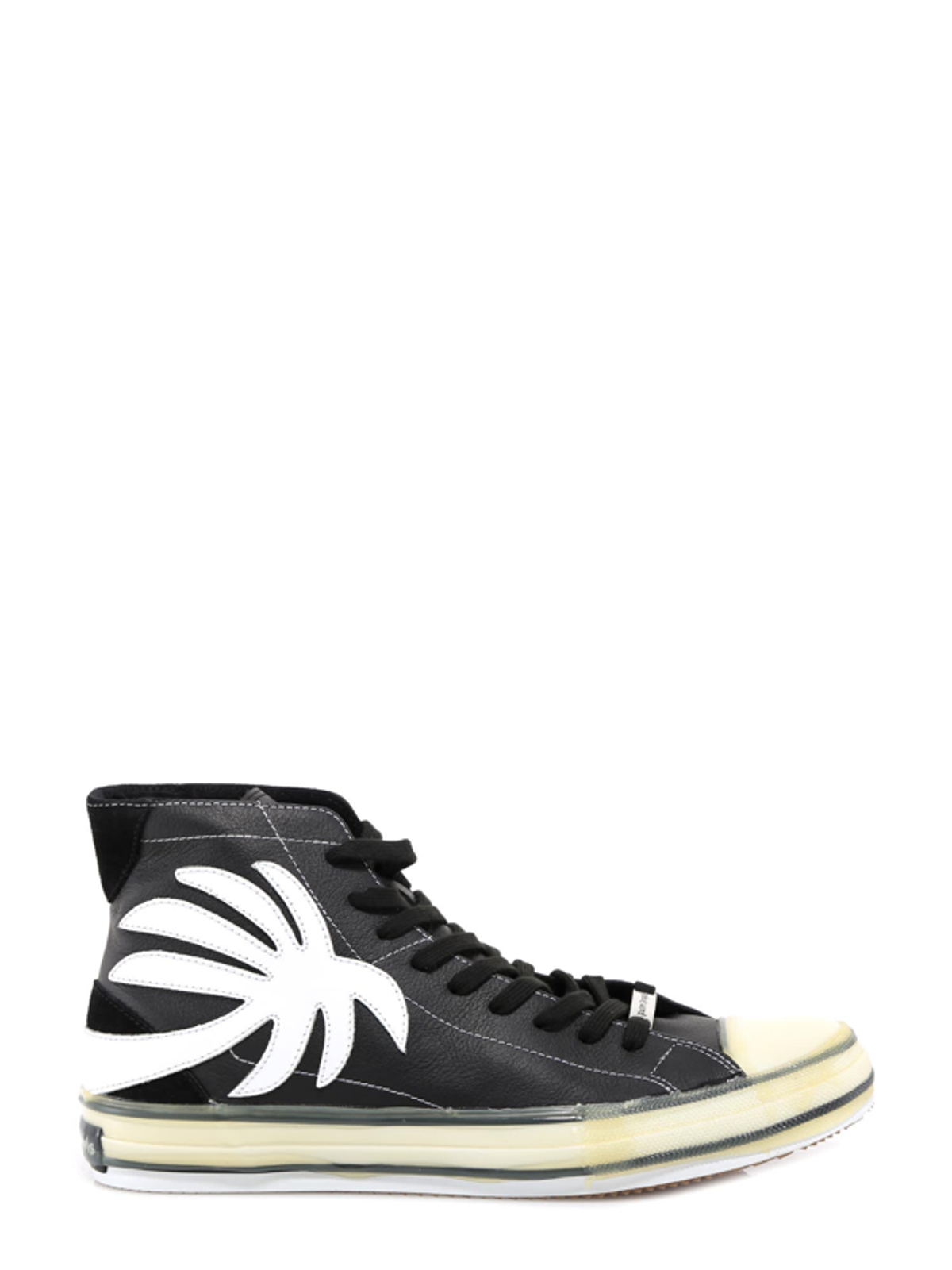 Palm Angels Palm High Top Leather Sneakers In Black/white