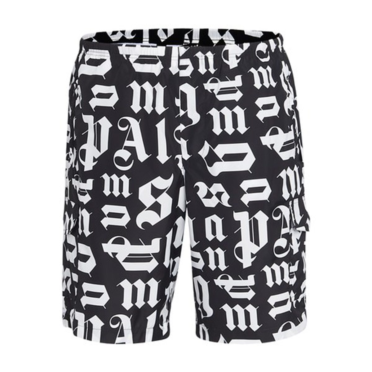 Palm Angels Mens Boxer Swimsuit Bathing Trunks Swimming Suit Broken Monogram In Black White