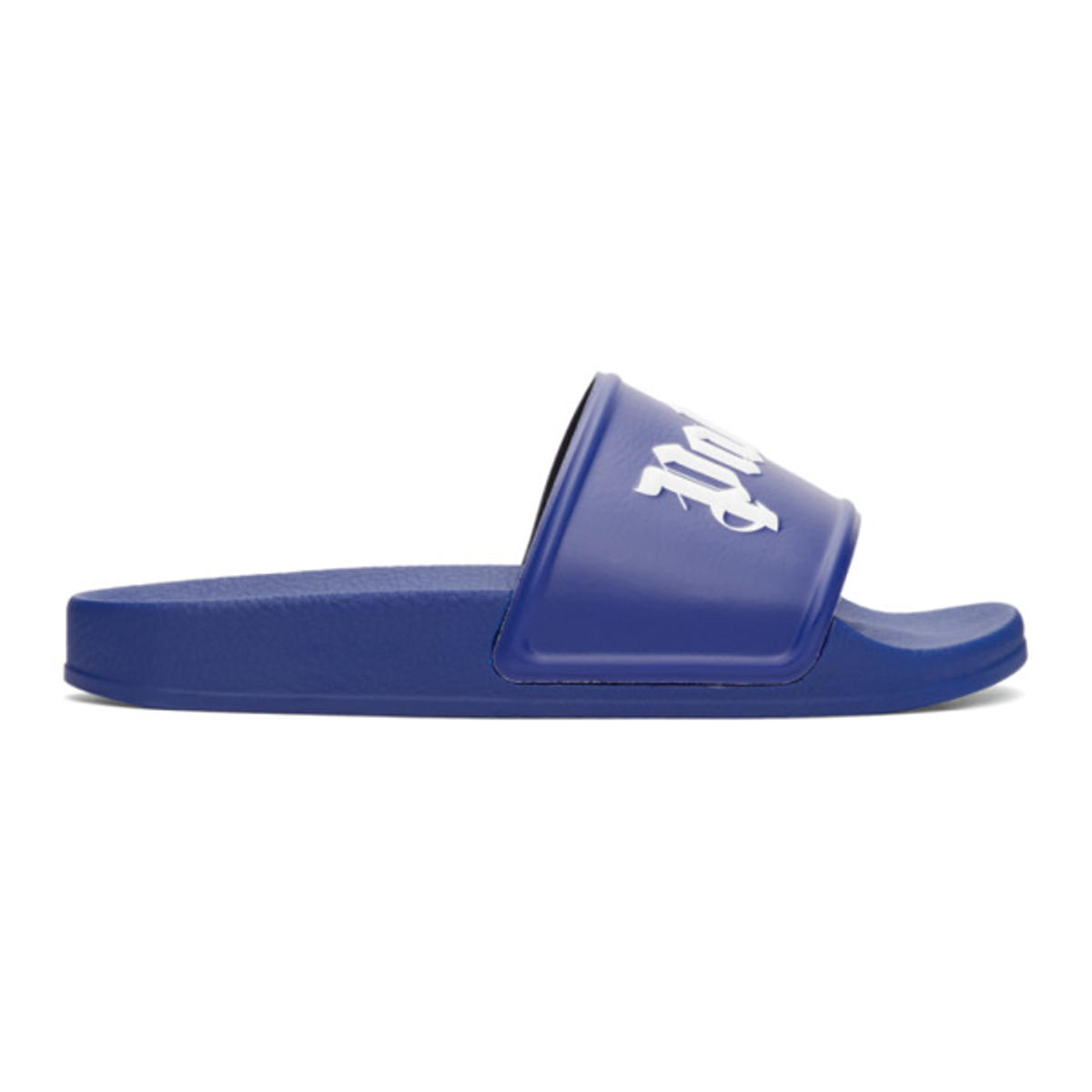 Palm Angels Palm Angels Blue Logo Pool Slides In Blue White