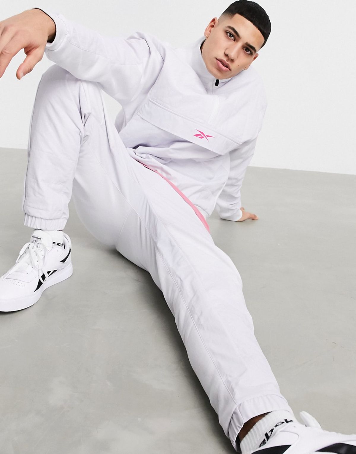 Reebok Training Quilted Half Zip Jacket In White