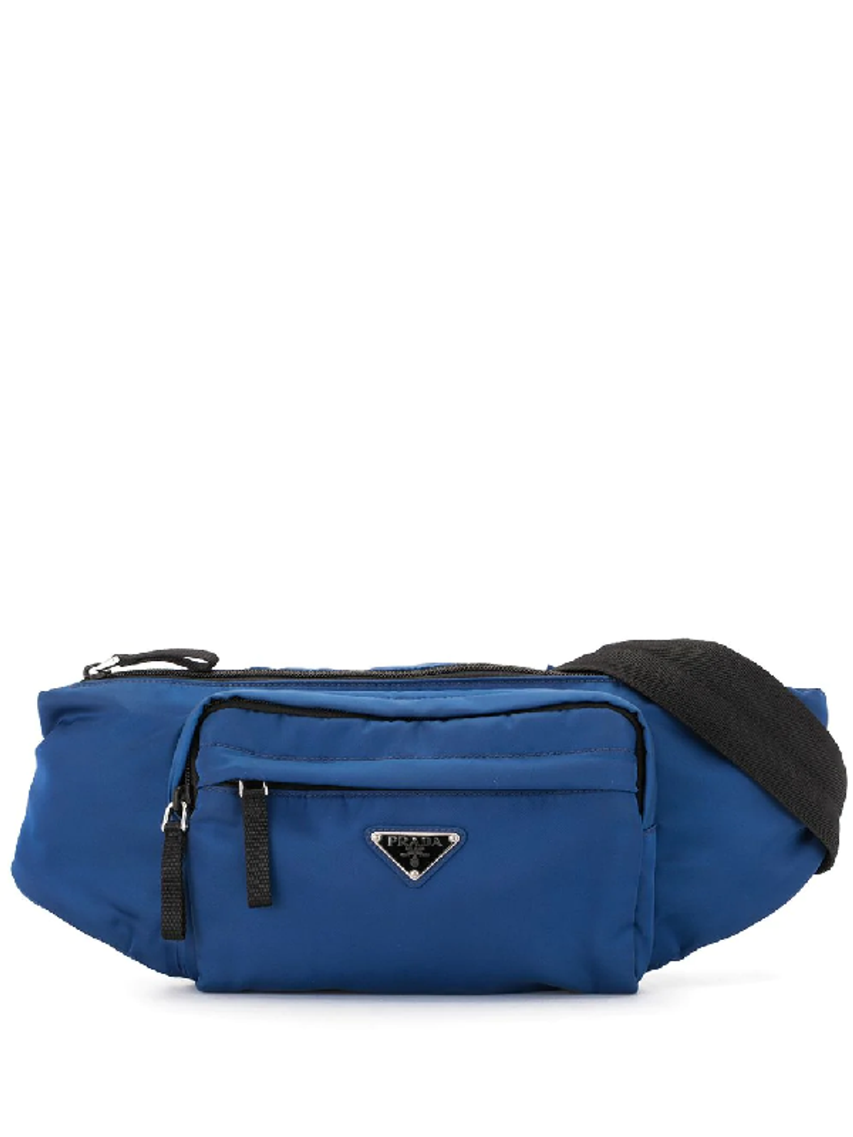 Prada Triangular Logo Plaque Belt Bag In Blue