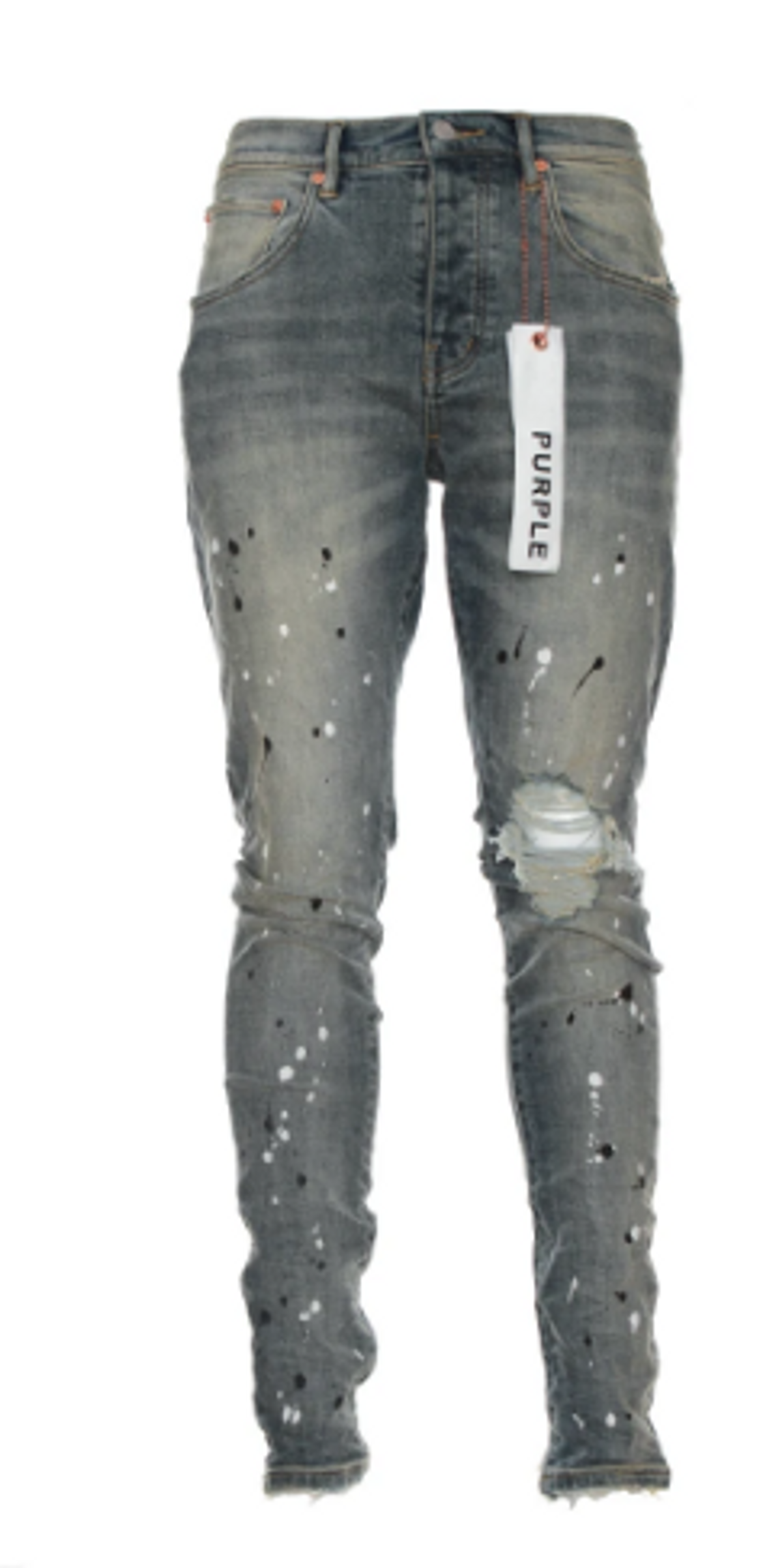 Purple Brand Mid Indigo Destroy Paint Jeans