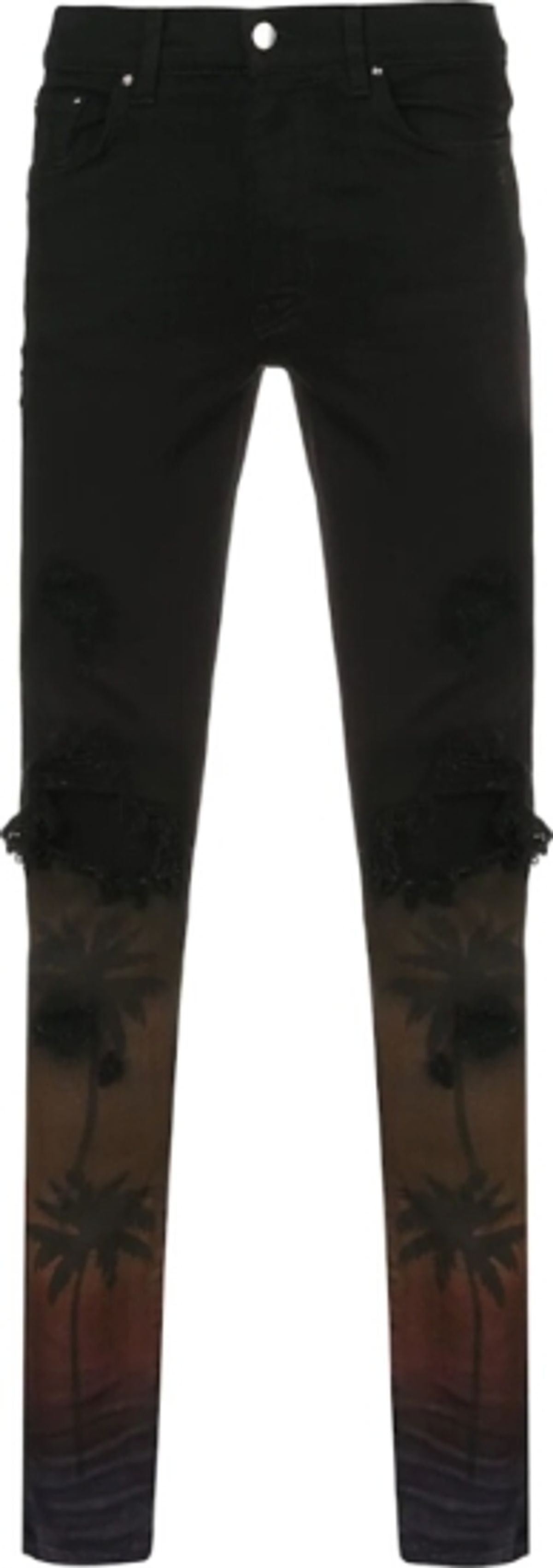 Amiri Palm Tree Print Black Broken Jeans