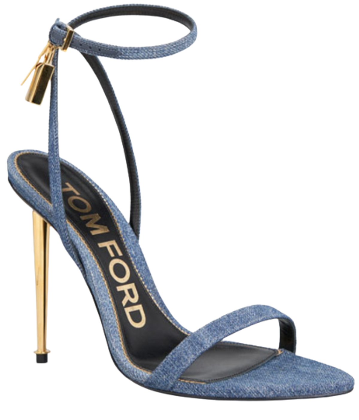 Tom Ford 105mm Denim Lock & Key Stiletto Sandals