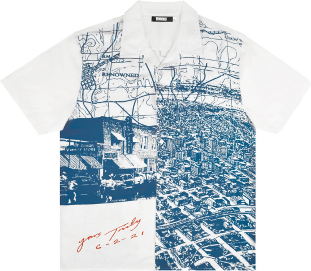 Renowned LA Skyline Sleeve Button-up Camp Shirt