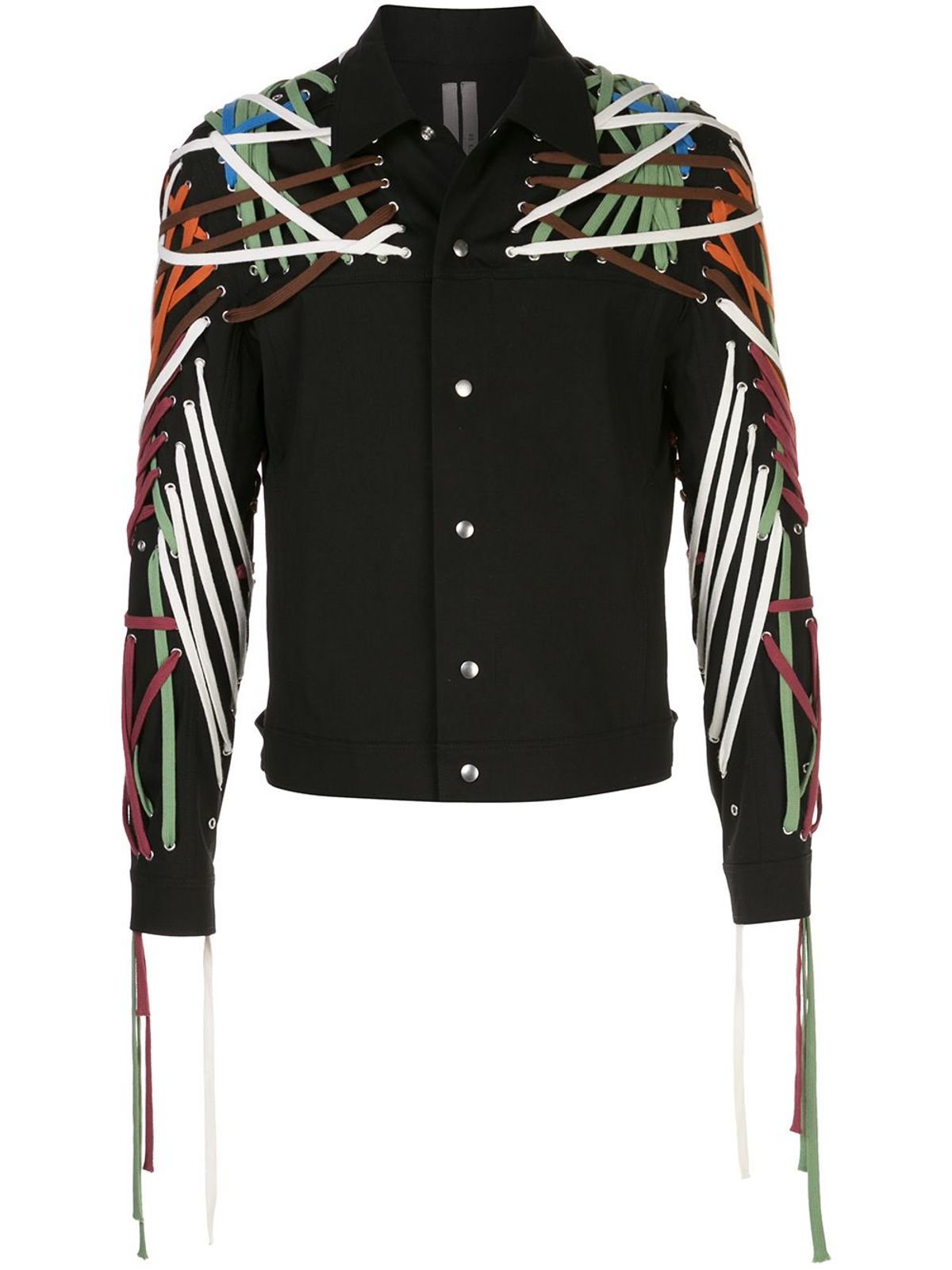 Rick Owens Megalaced Worker Lace Detail Black Jacket | WHAT'S ON