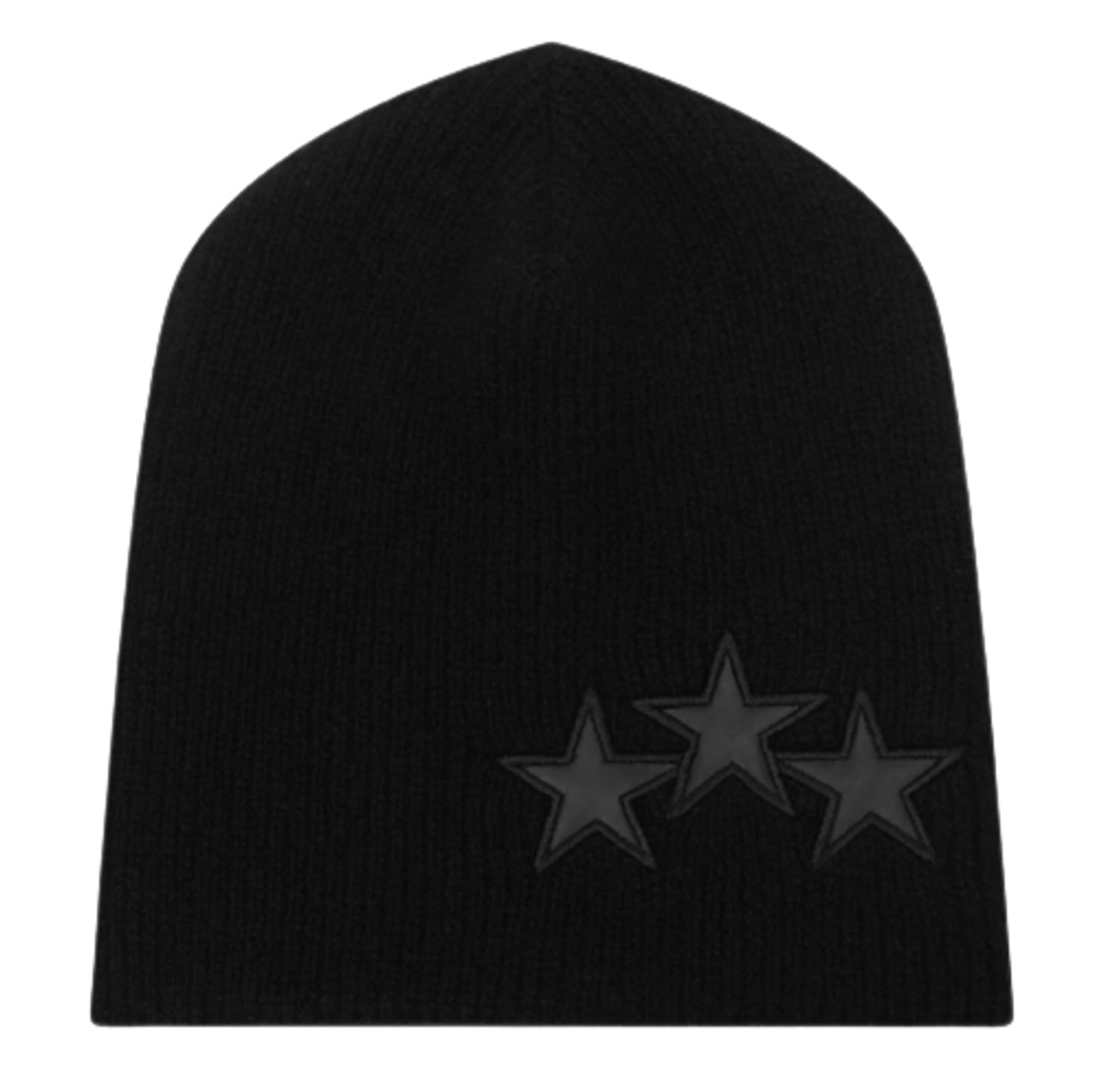Amiri 3 Leather Star Black Knit Cashmere Beanie