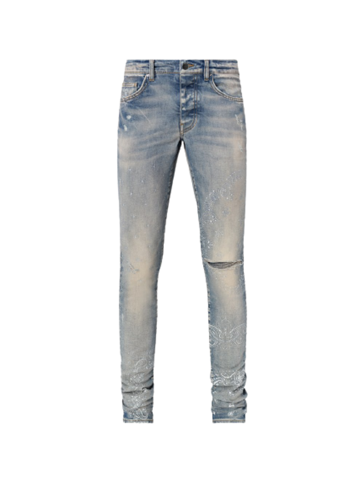 Amiri Bandana Print Slit Knee Jeans