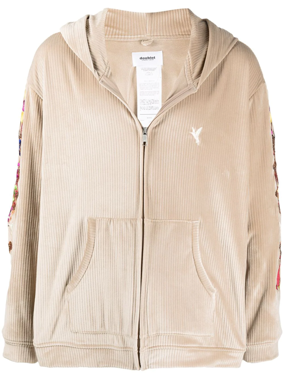 Doublet Embroidered Corduroy Zipped Neutrals Hoodie