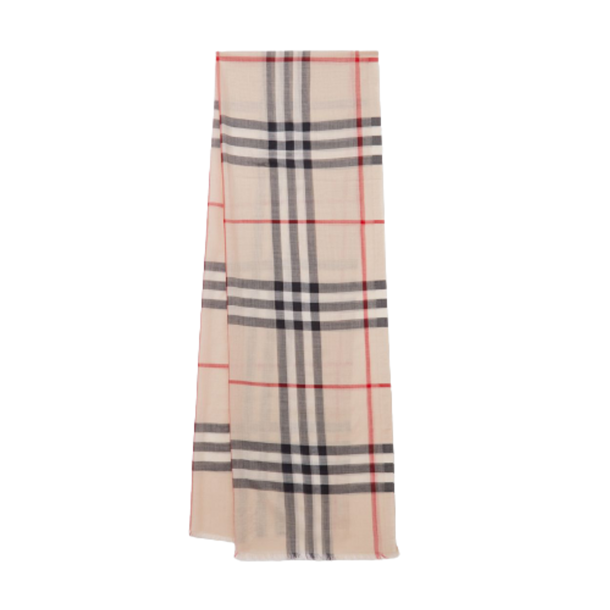 Burberry Lightweight Check Wool And Silk Scarf In Stone