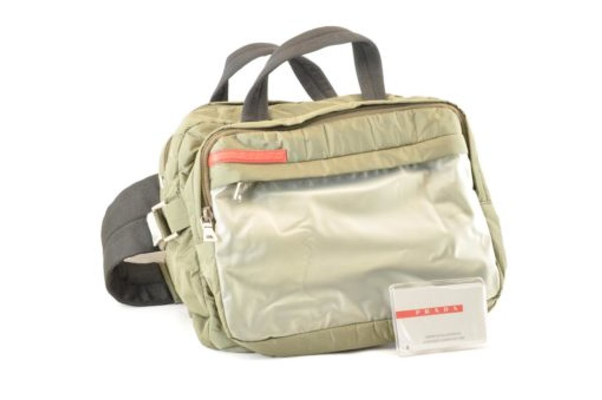 Prada Nylon Waist Bag Khaki Auth