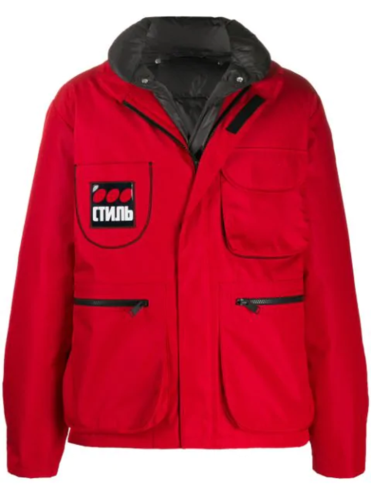Heron Preston Side Zipped Patch Pocket Red Jacket