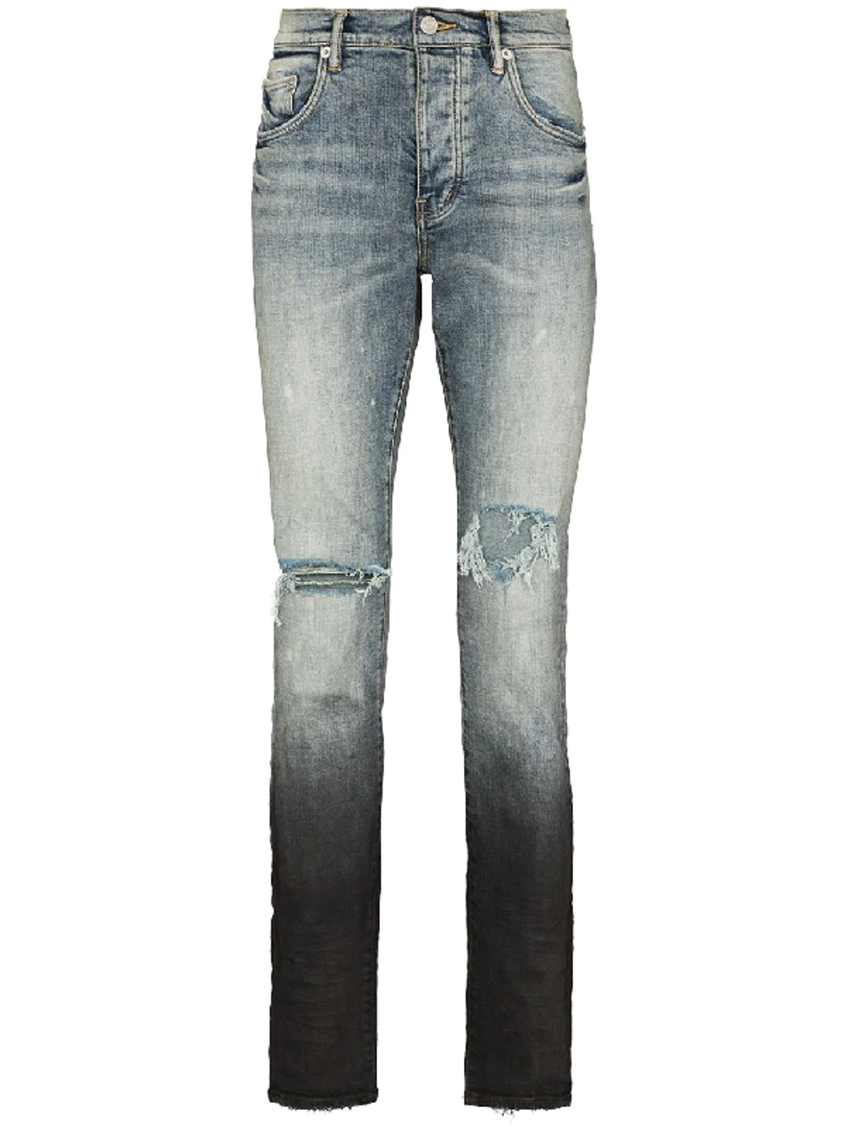 Purple Brand Distressed Gradient-Effect Straight-Leg Jeans In Blue