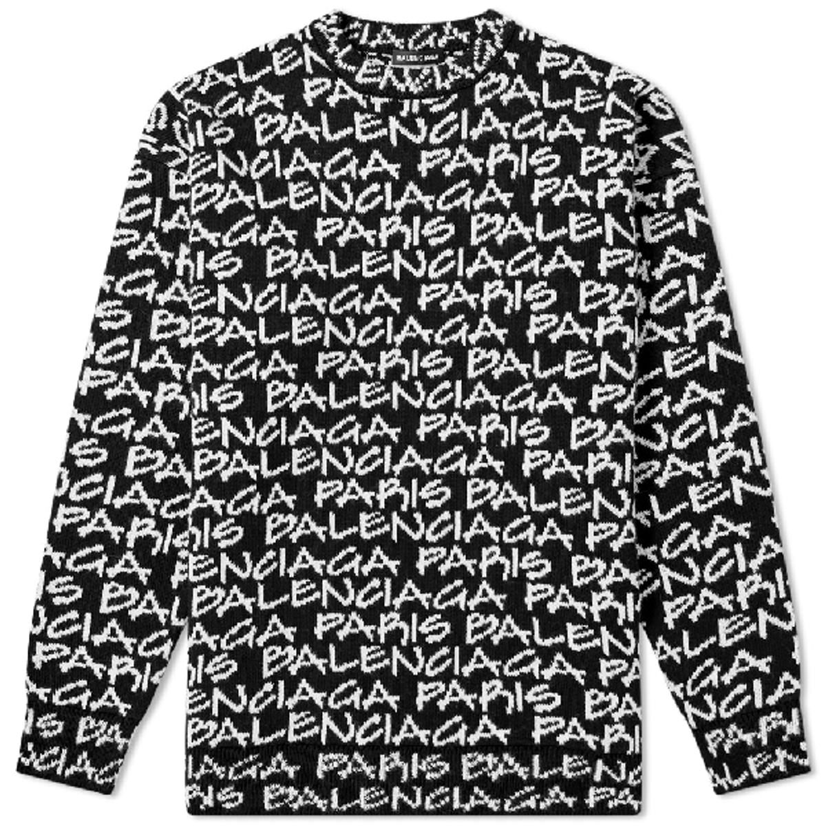 Balenciaga Repeat Logo Intarsia Knit In Black