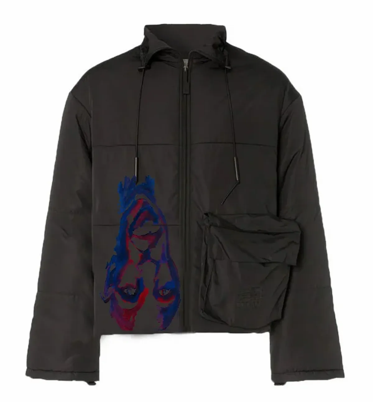 Museum Rejects Oversized Puffer Pocket Black Jacket