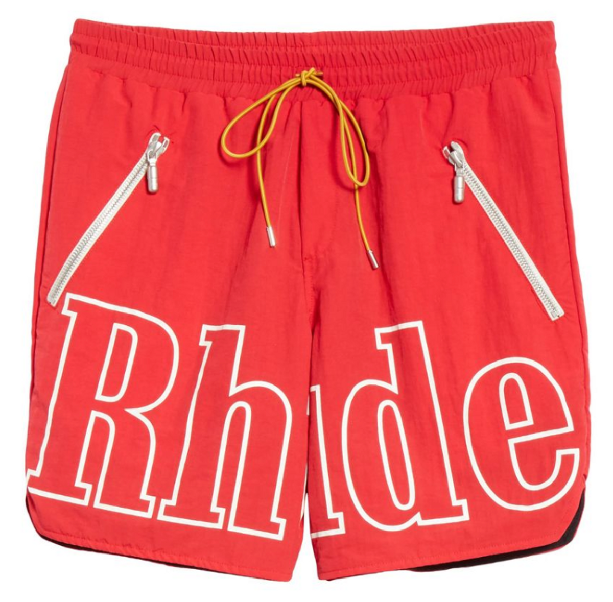 Rhude Logo Print Shell Drawstring Red Shorts
