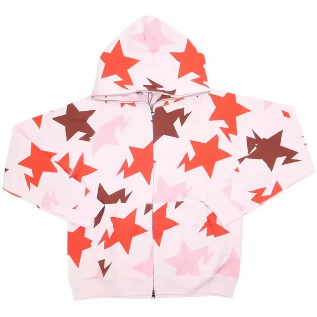 Bape Pink Star All Pattern Zip Hoodie