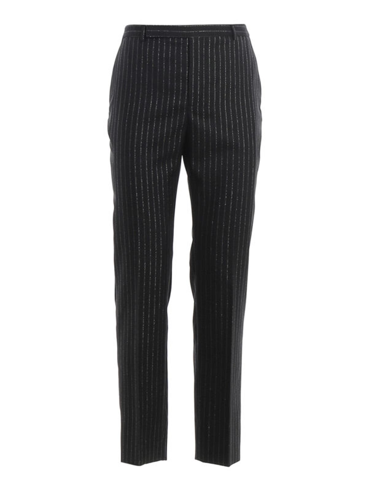 Saint Laurent Metallic Pinstripe Wool-Blend Trousers