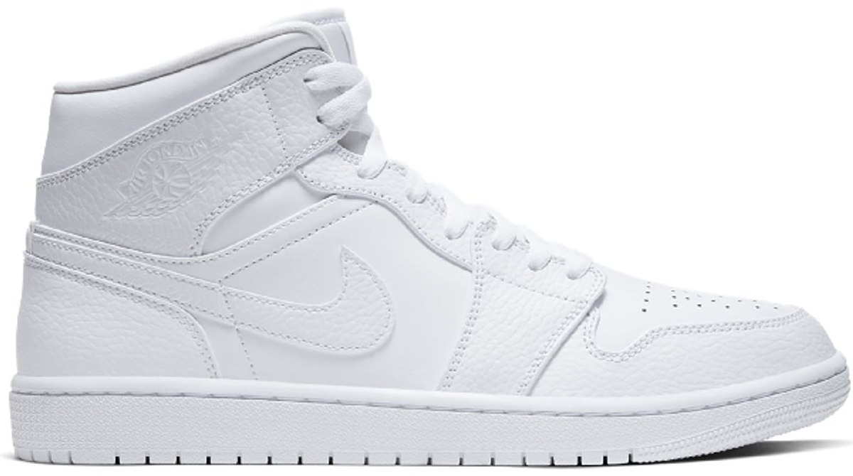 Nike Air Jordan 1 Mid Triple White Sneakers