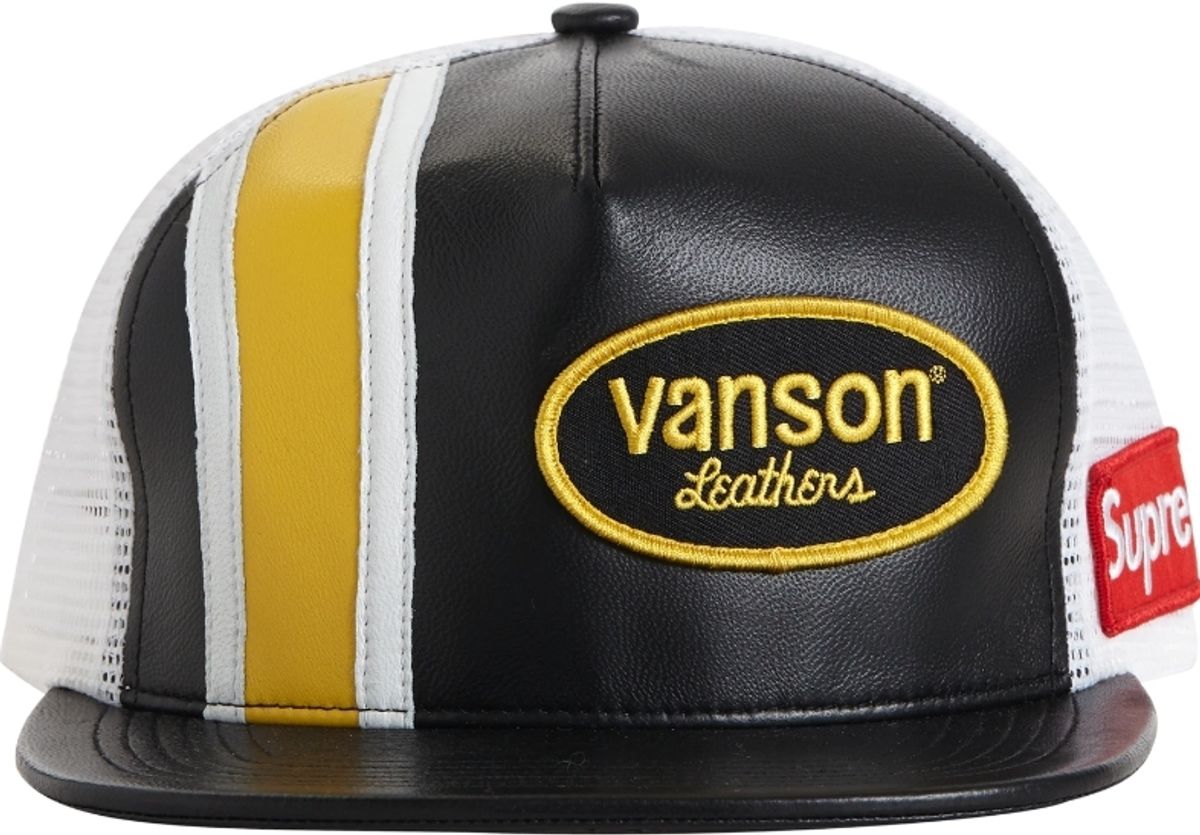Supreme × Vanson Leathers Mesh Black 5 Panel Cap
