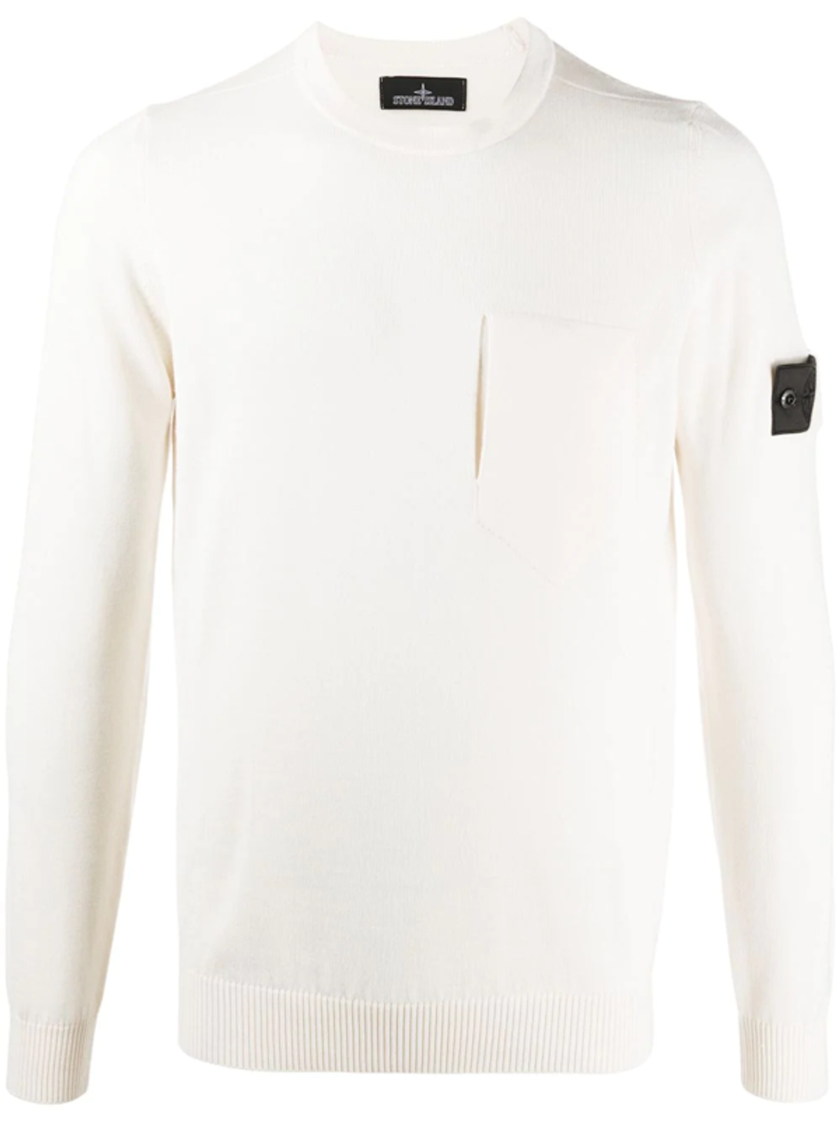 Stone Island Logo Patch Knit Jumper In Neutrals
