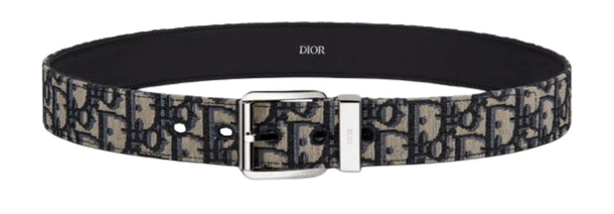 Dior Black Beige Oblique Jacquard Belt