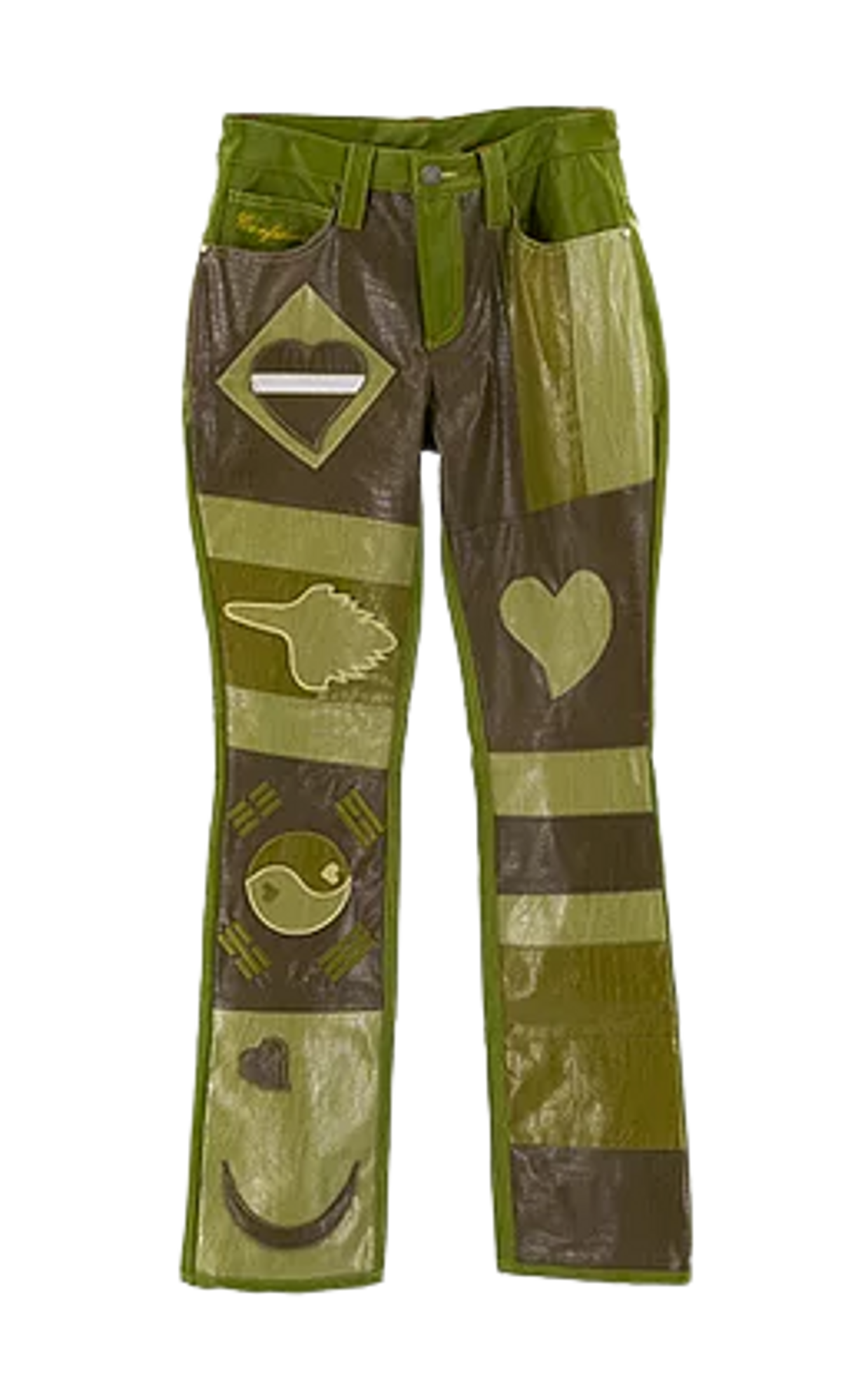 Whensmokeclears World Boss Leather Green Croc Pants