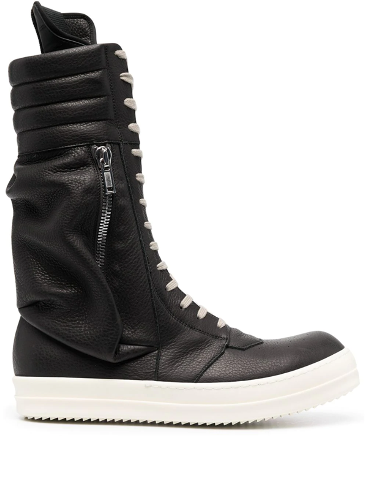 Rick Owens Cargo Basket Leather Black High Top Sneakers