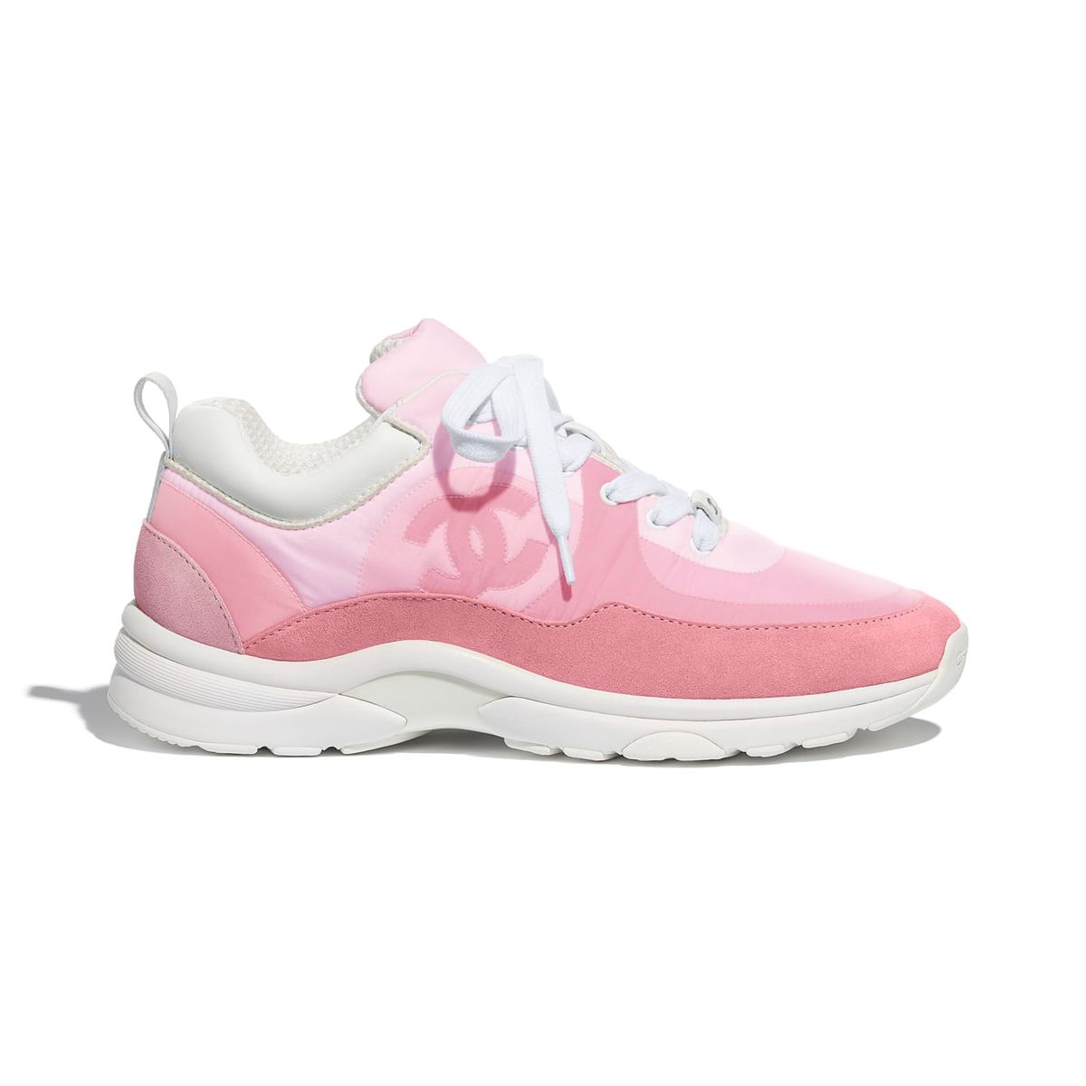 Chanel Calfskin Nylon Pale Pink Sneakers