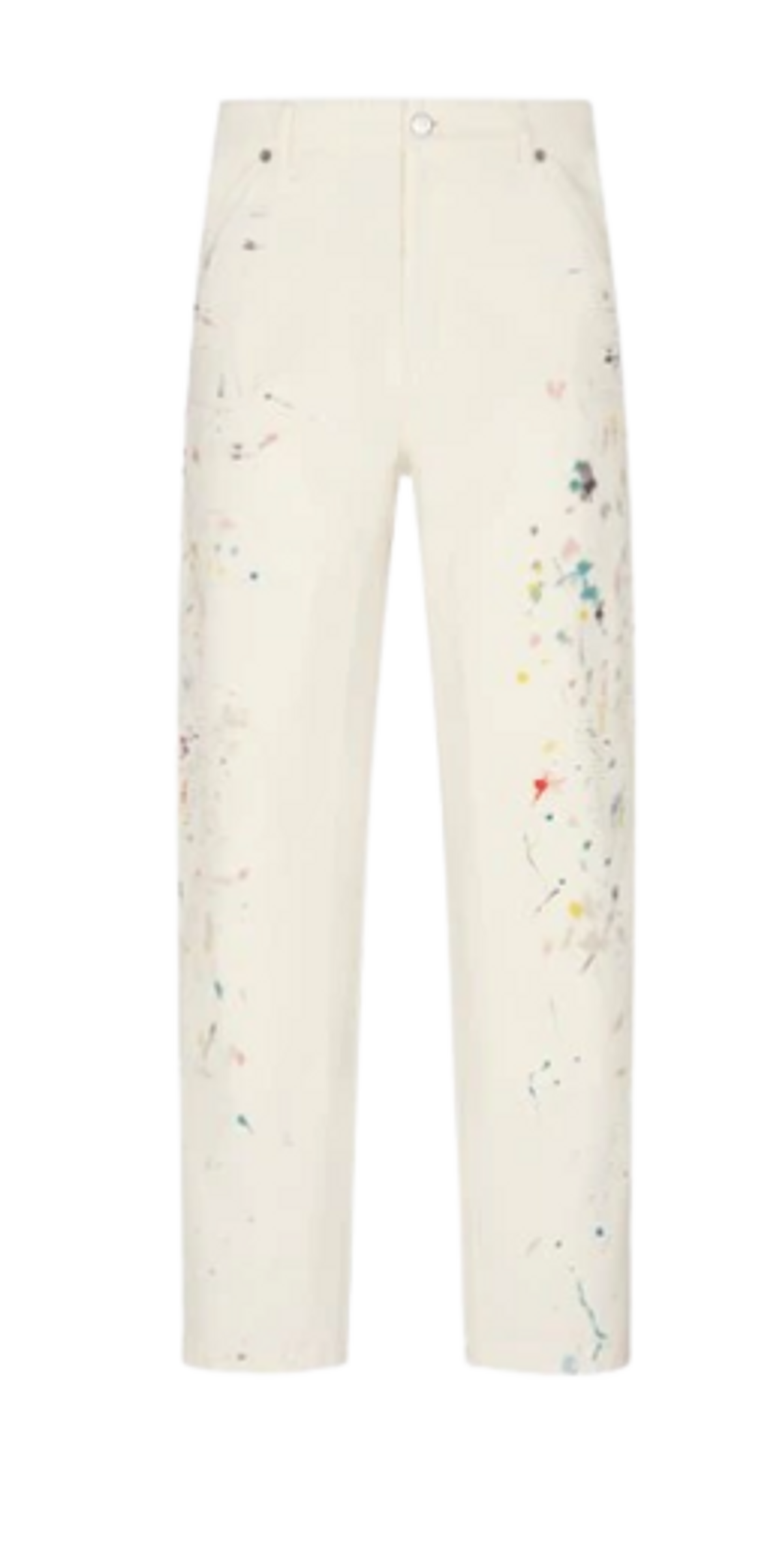 Dior White Cotton Denim Paint Print Jeans