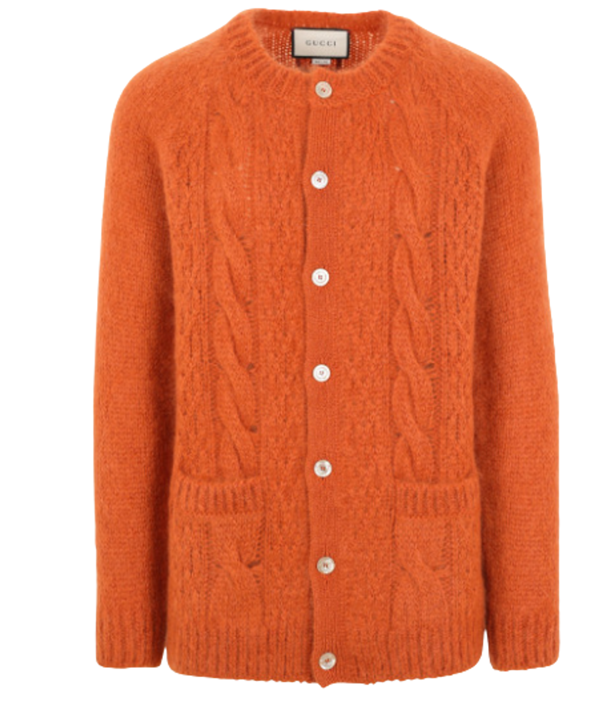 Gucci Cable Knit Mohair Wool Cardigan