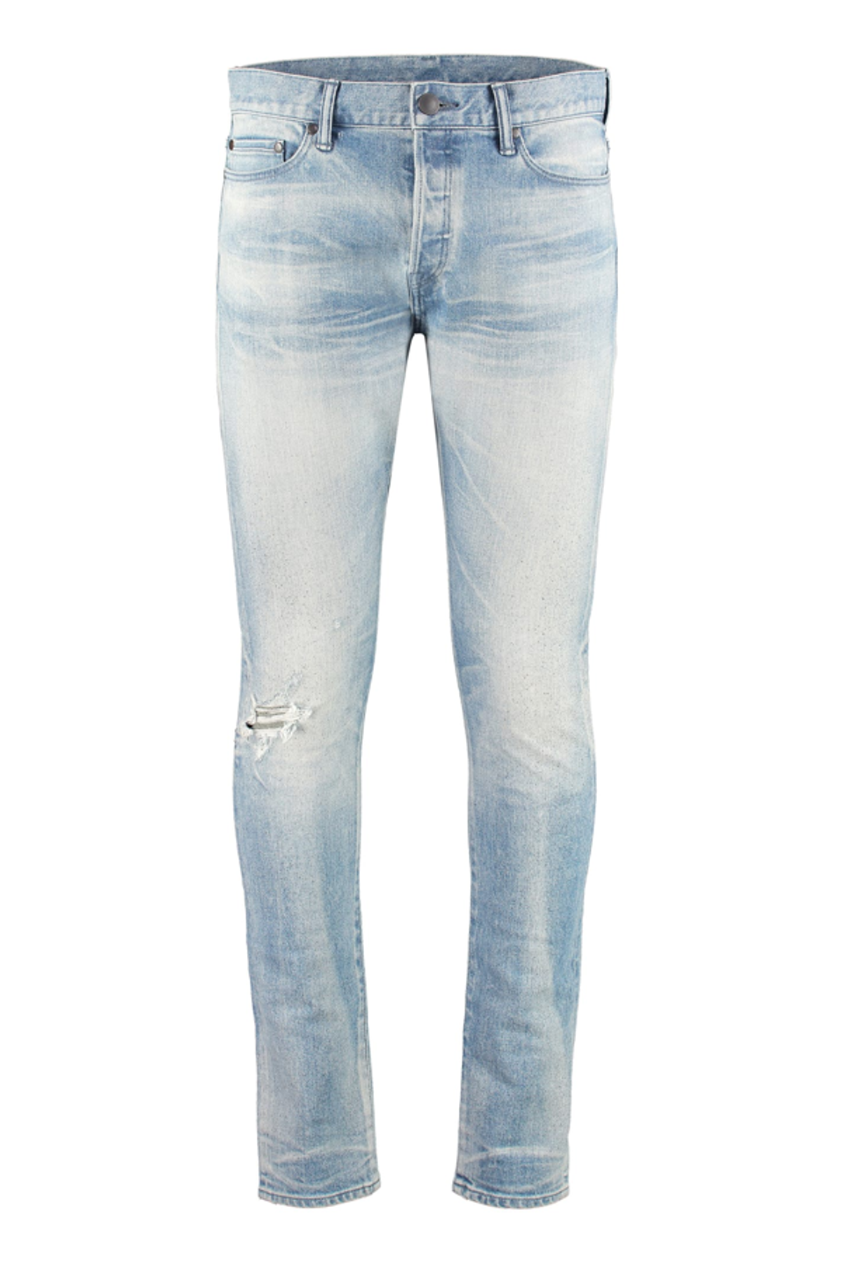 John Elliott Skinny Fit Paint Splattered Distressed Denim Jeans