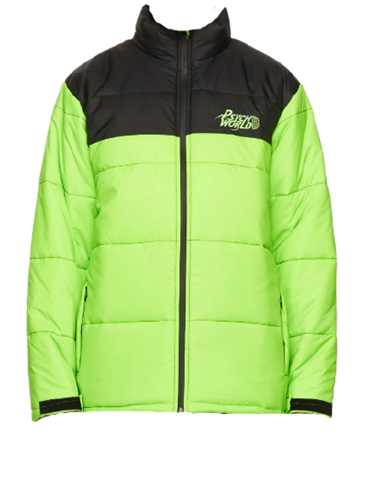 Psychworld Green Black Logo Puffer Jacket