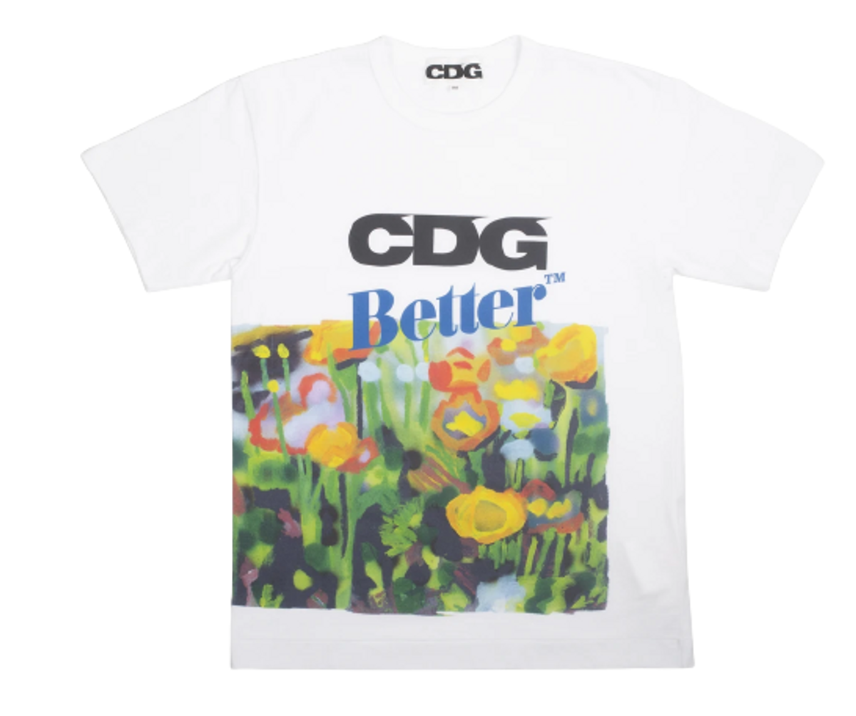 Comme Des Garcons Flower Field White T-Shirt