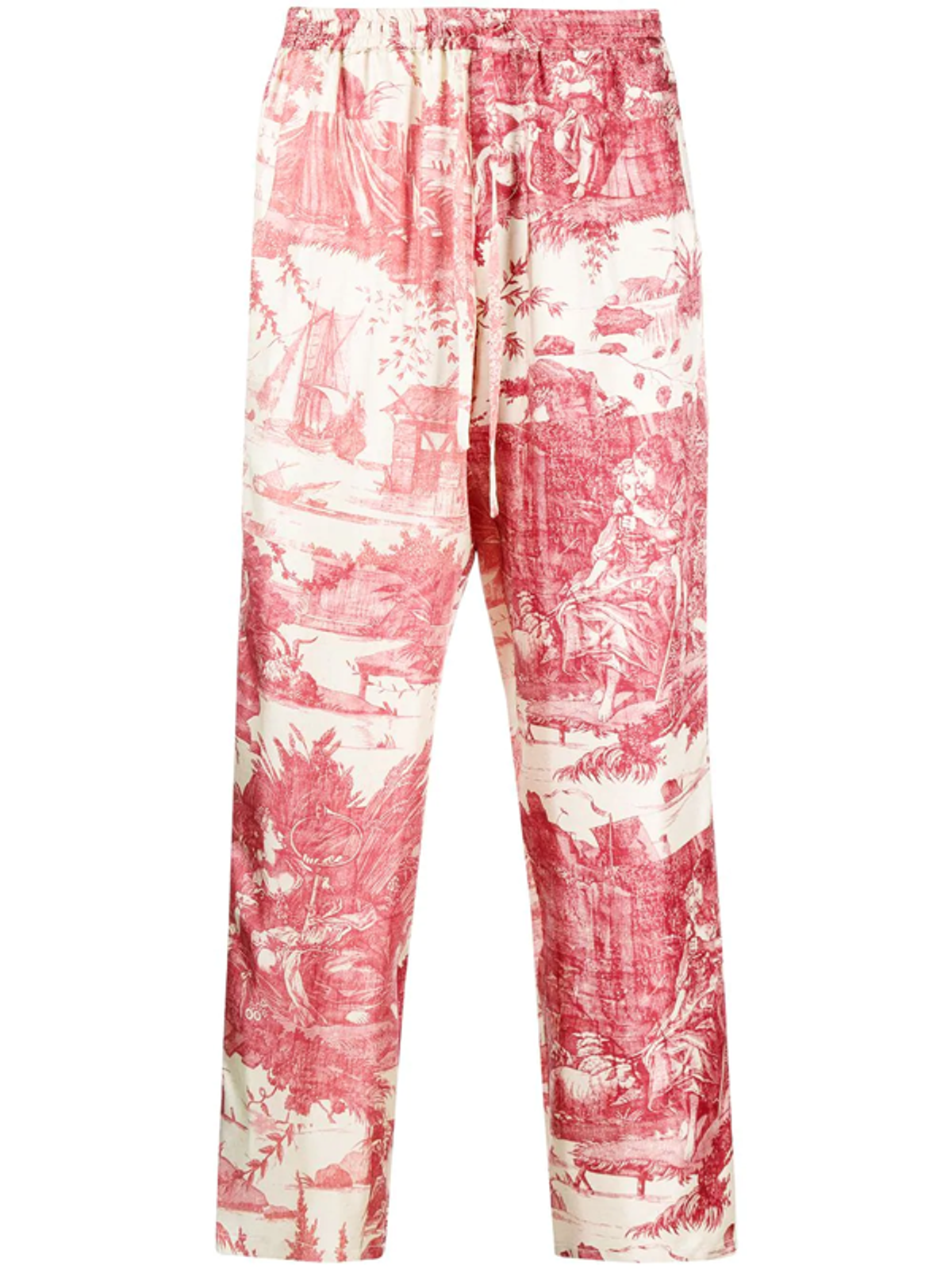 Pierre Louis Mascia Aloe Patchwork Print Silk Trousers