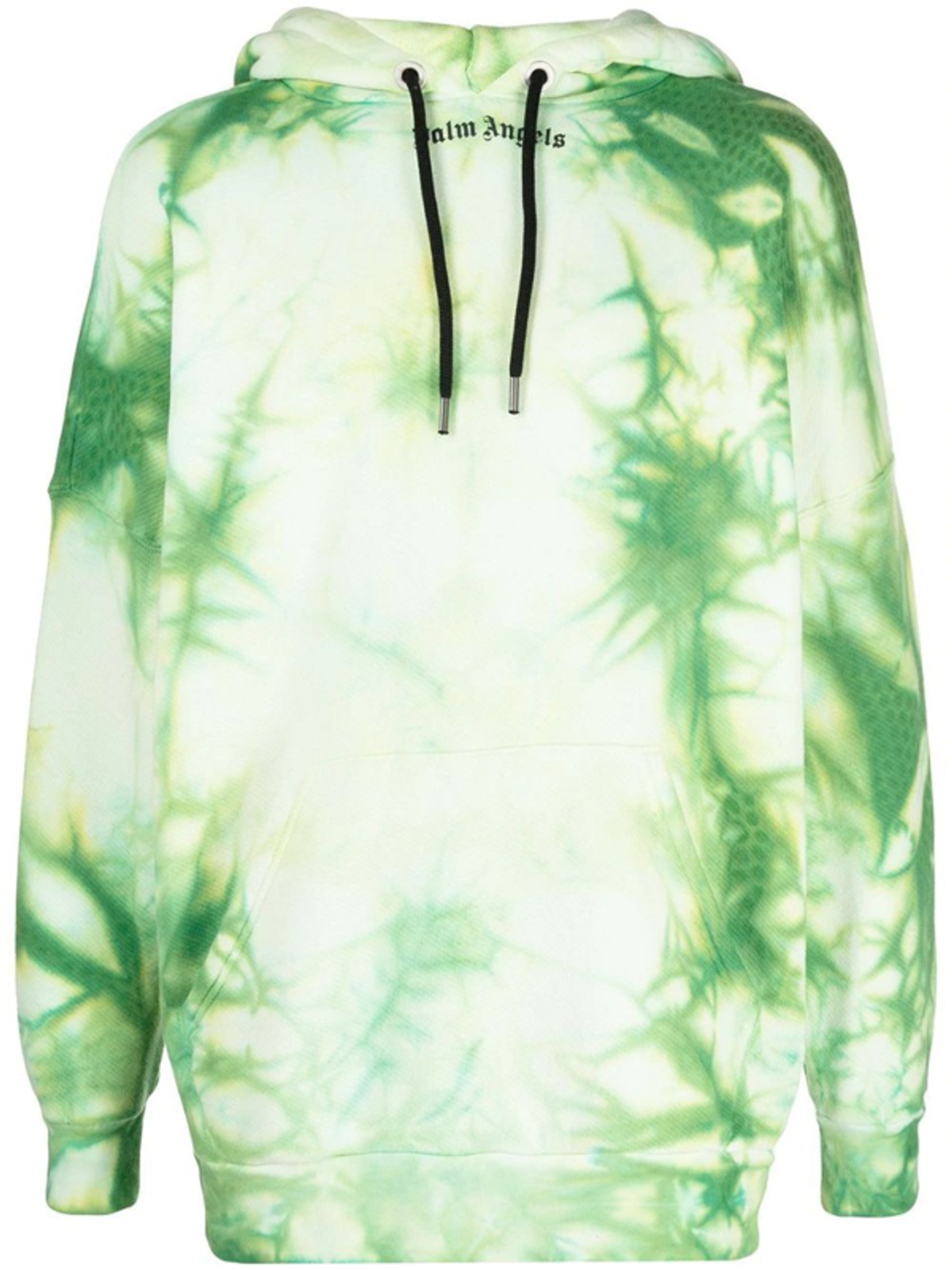 Palm Angels Green Tie Dye Logo Hooded Sweatshirt