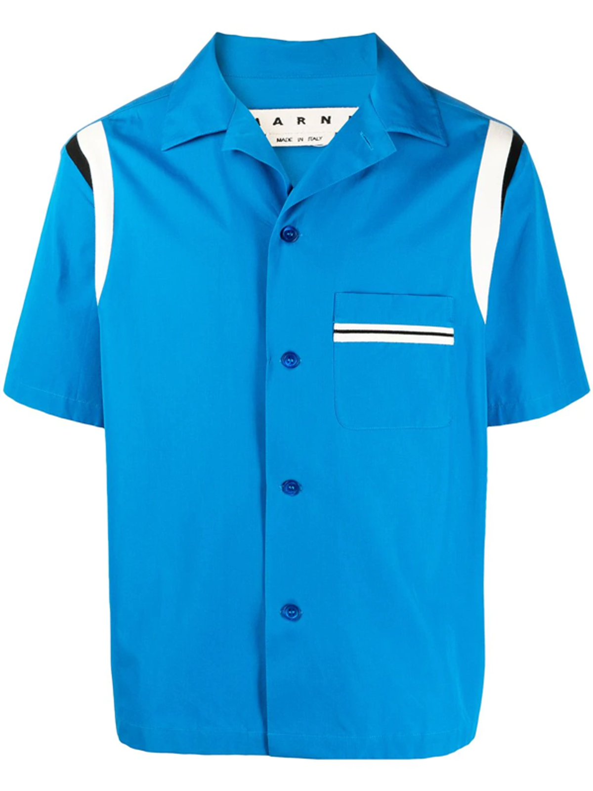 Marni Stripe Detail Spread Collar Blue Shirt