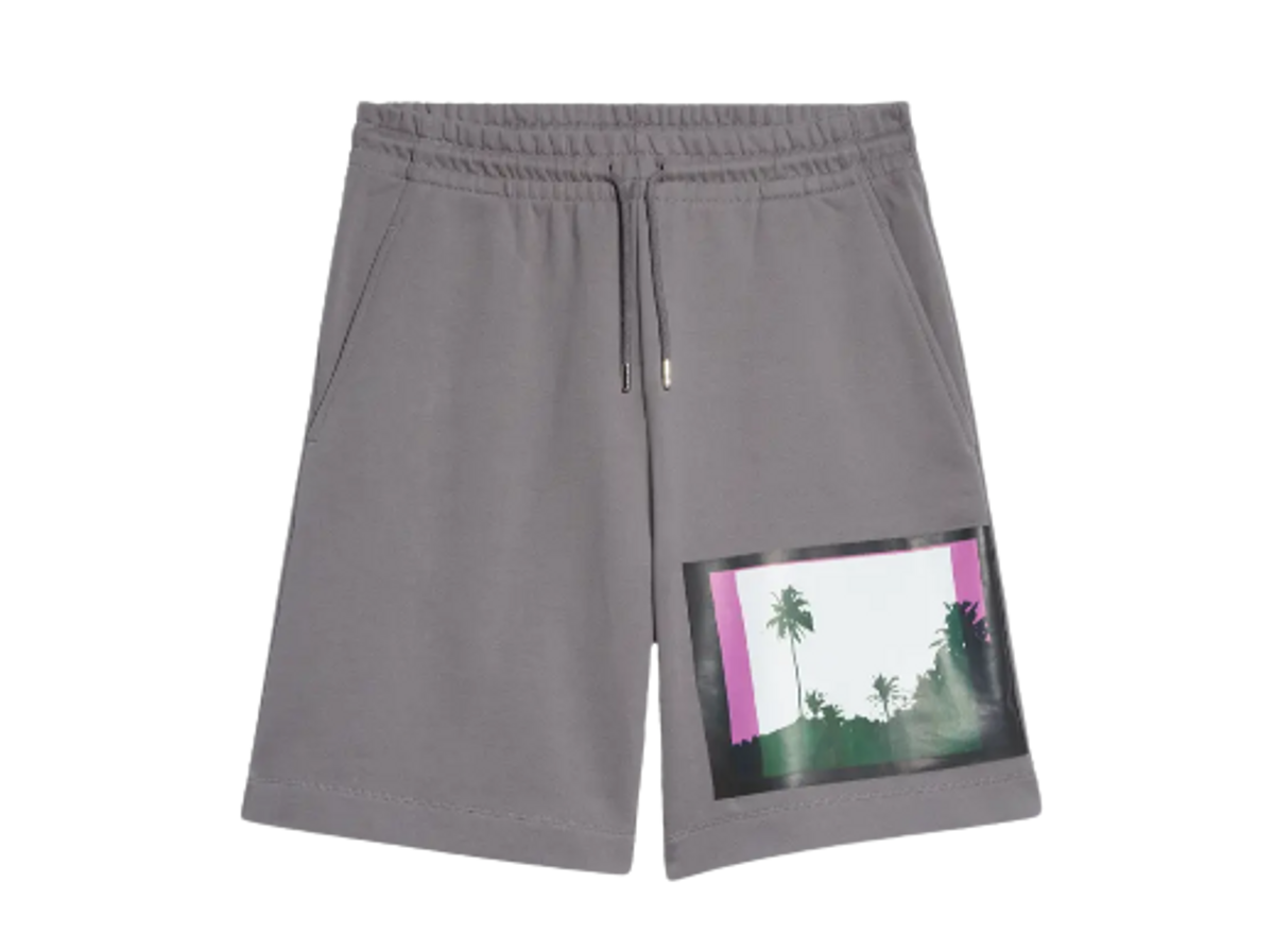 Dries Van Noten Habdo Palm Tree Graphic Cotton Grey Shorts