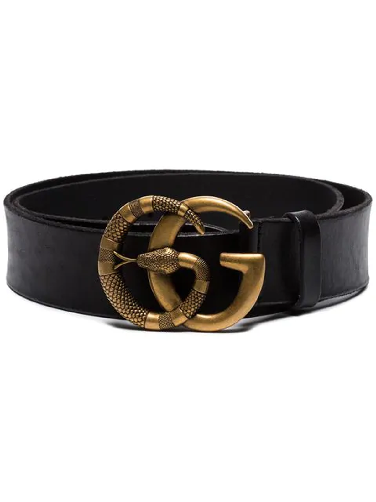 Gucci Leather Buckle Snake Black Belt