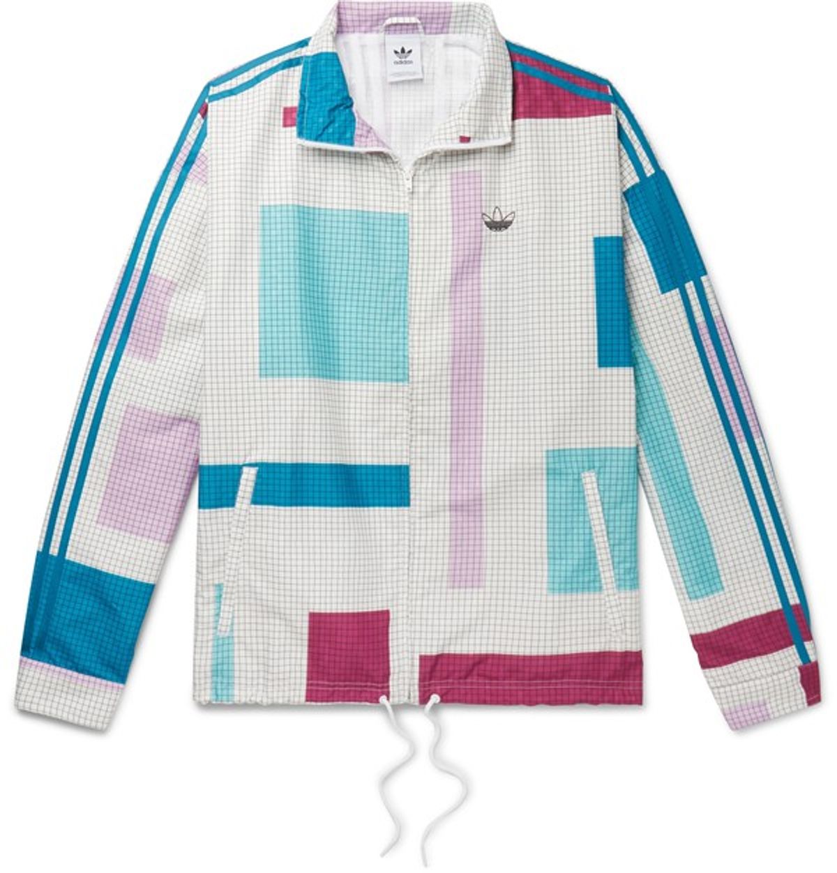 Adidas Colour-Block Checked Shell Jacket