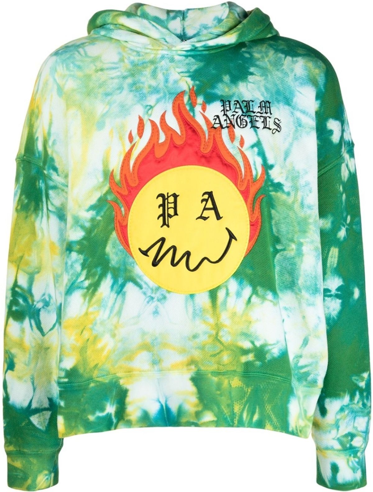 Palm Angels Cotton Embroidered Logo Patch Green Hoodie