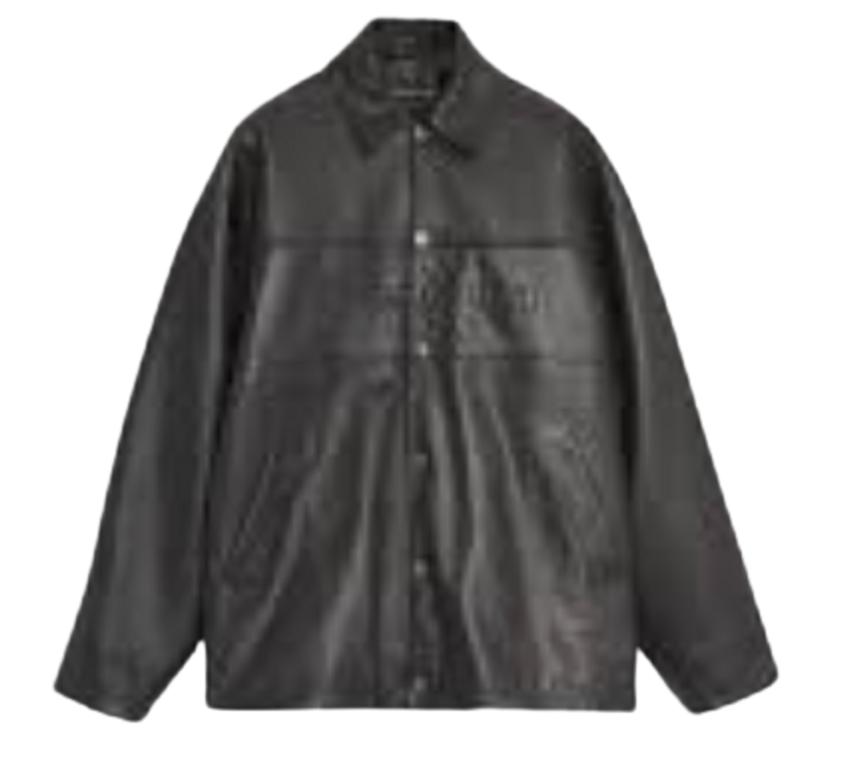 Balenciaga Black Grainy Leather Snapped Jacket