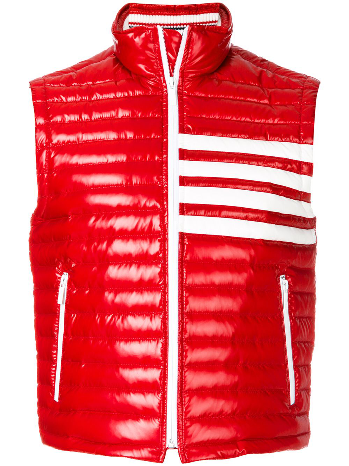 Thom Browne Quilted Down Striped Red Vest