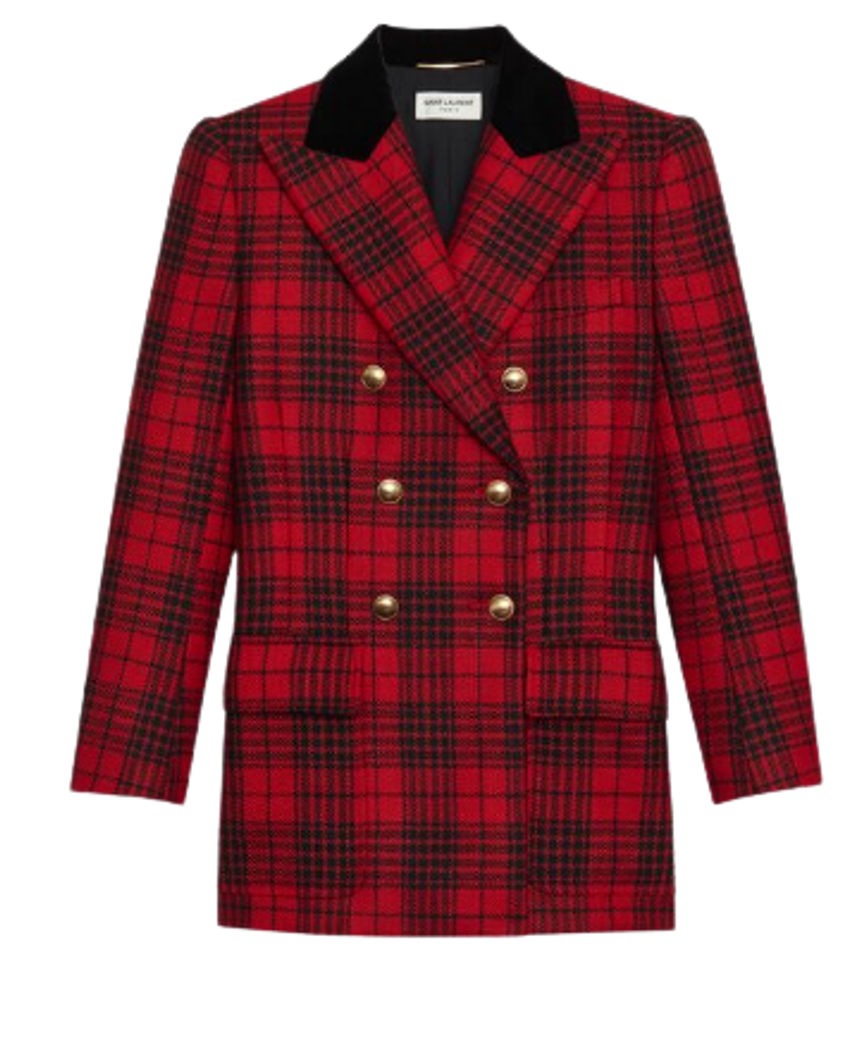 Saint Laurent Double Breasted Wool Tartan Jacket