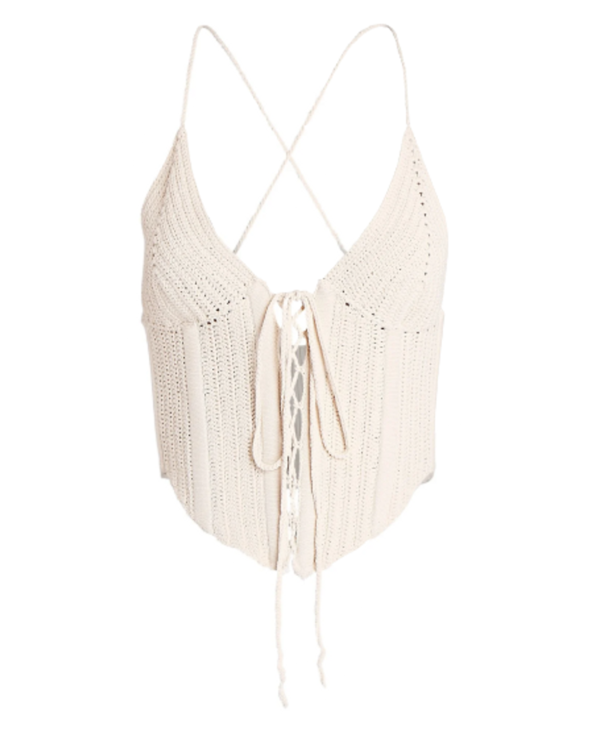 Dion Lee Crochet Lace Up Corset Ivory Top