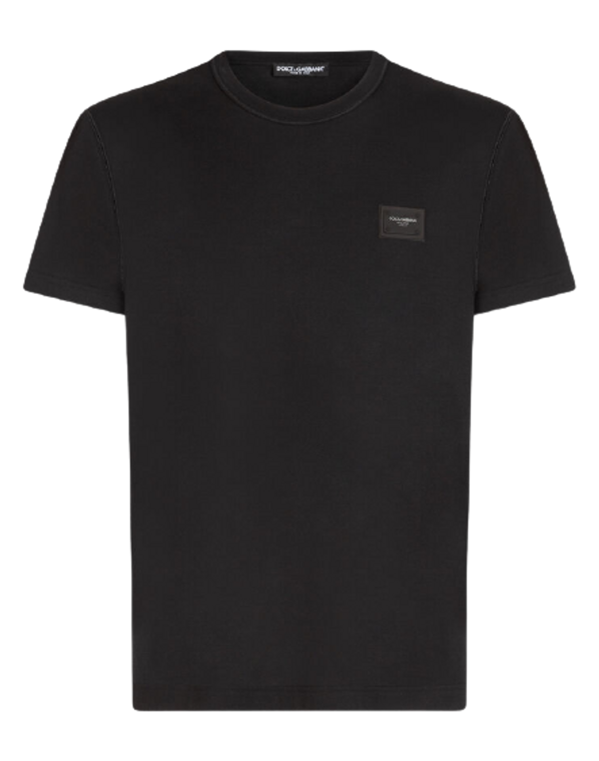 Dolce & Gabbana Black Cotton Logo Plaque T-Shirt