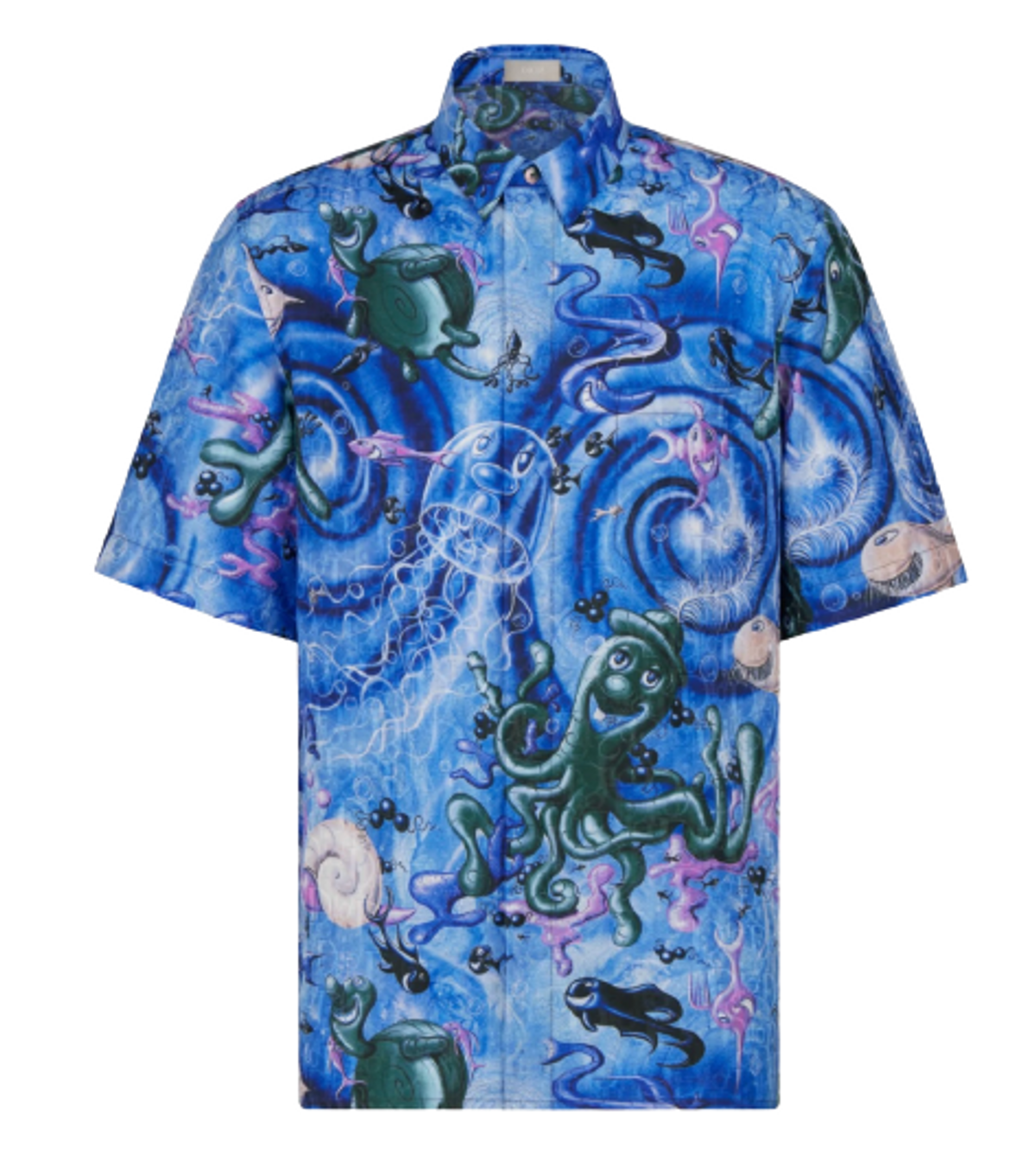 Dior × Kenny Scharf Blue Silk Cotton Jacquard Shirt